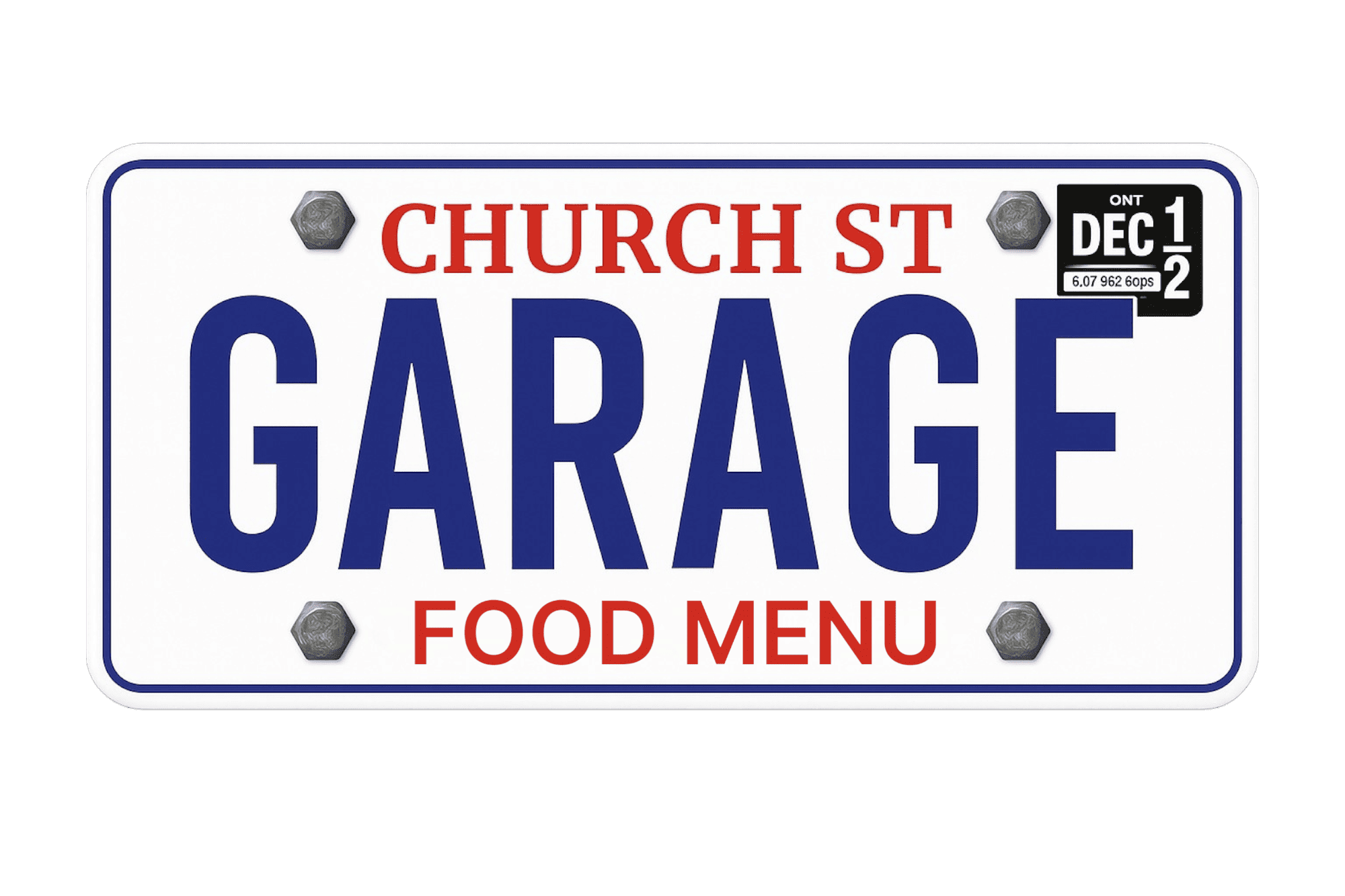 Church St. Garage Food Menu Logo